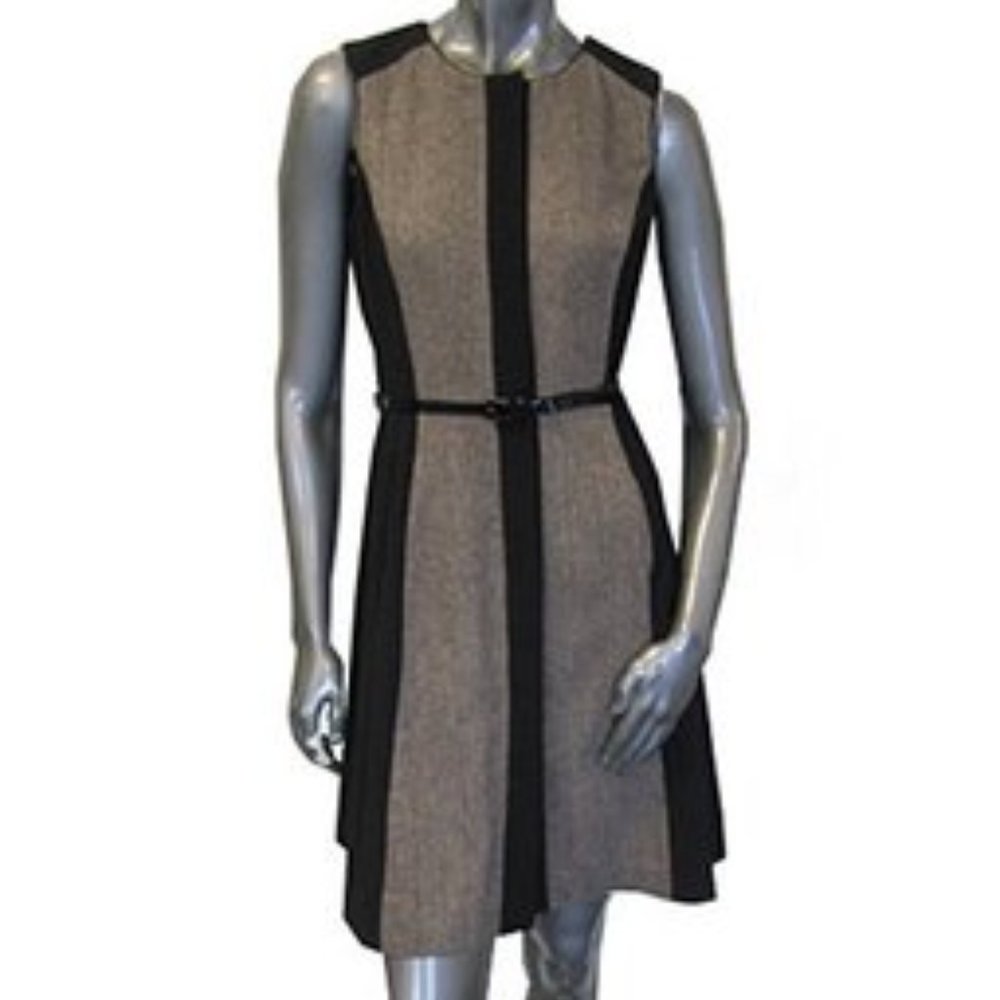 NWT Vince Camuto Sleeveless Belted Dress Size 14, w/lining, hidden button front
